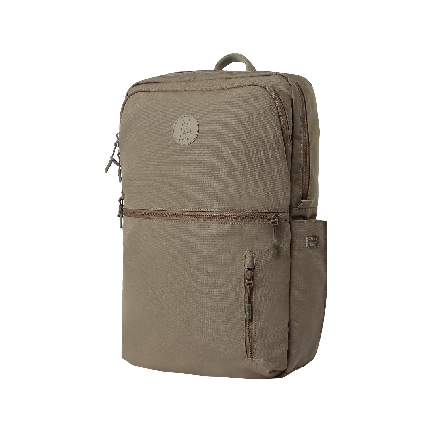 MORAL Cecil Trackies 可生物降解背包,沙色設計簡約時尚。多層次拉鍊收納空間,適合日常與通勤使用。