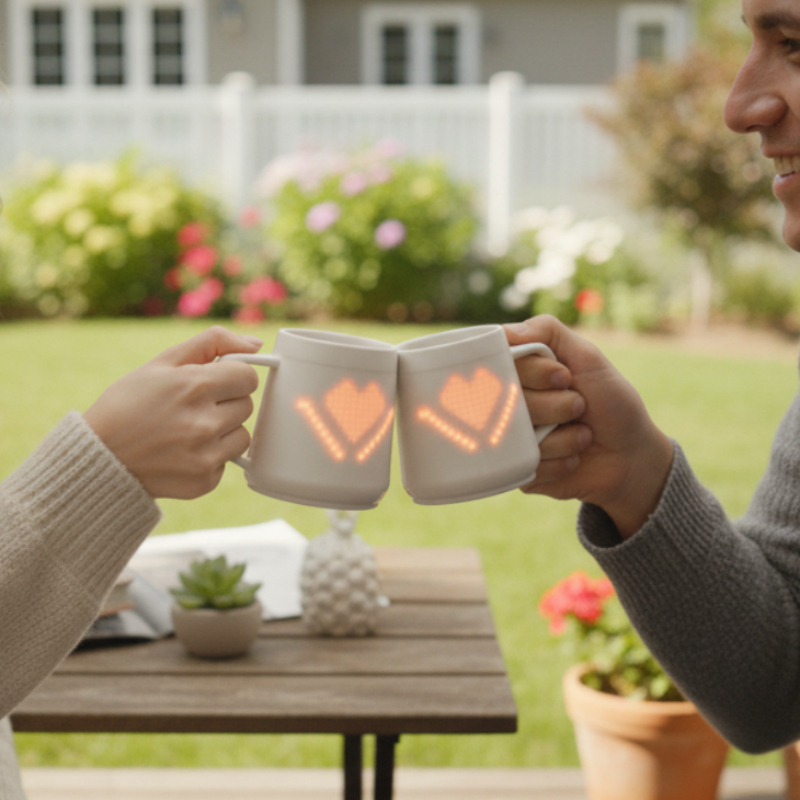 PIXELMUG P1 DUO 雙杯組合 - 雙杯設計,遠端像素圖案分享功能,象徵情感連結