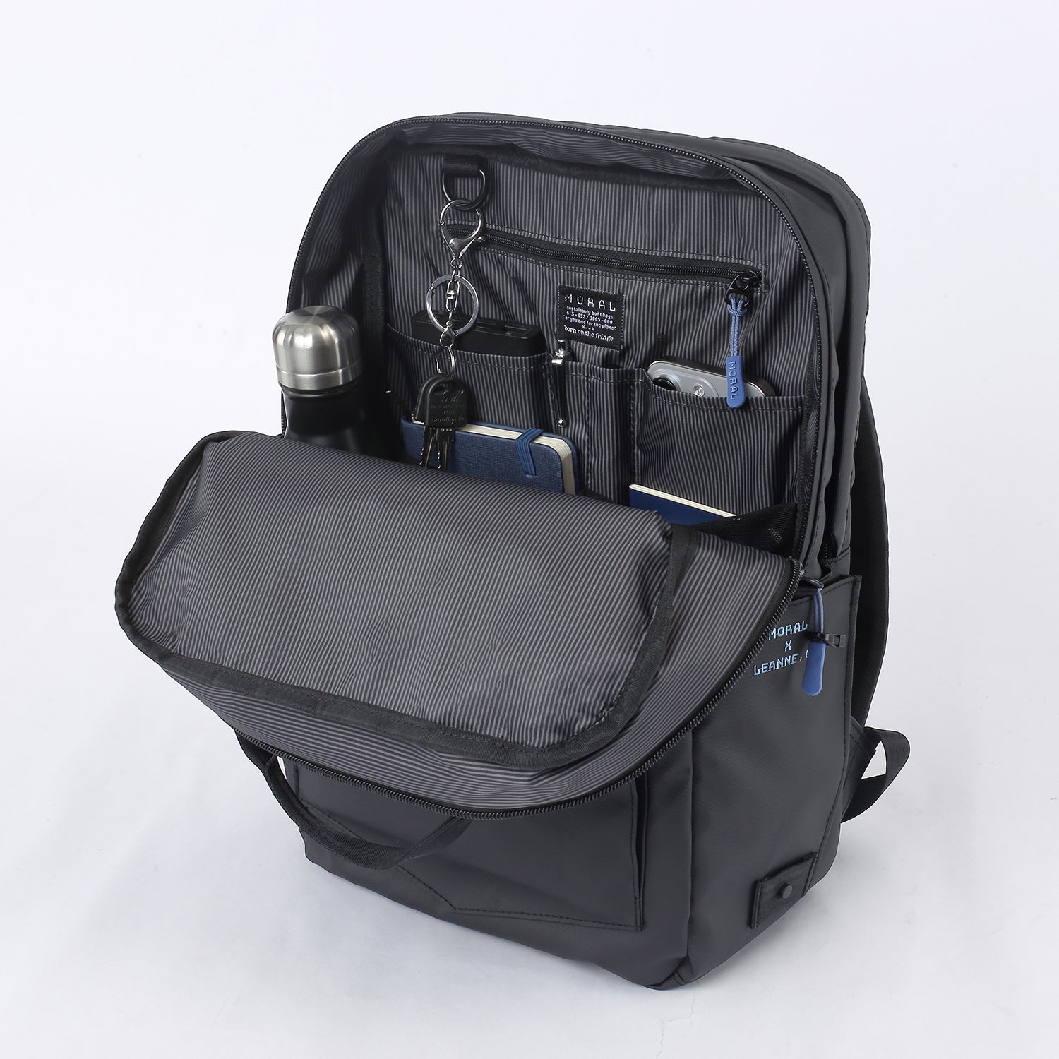 Moral x Leanne.LY Budd Gizza 背包內部展示,多隔層設計有效提升收納效率與物品保護。