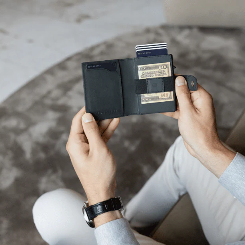 【Garzini】Metal Wallet|RFID防護多功能真皮錢包