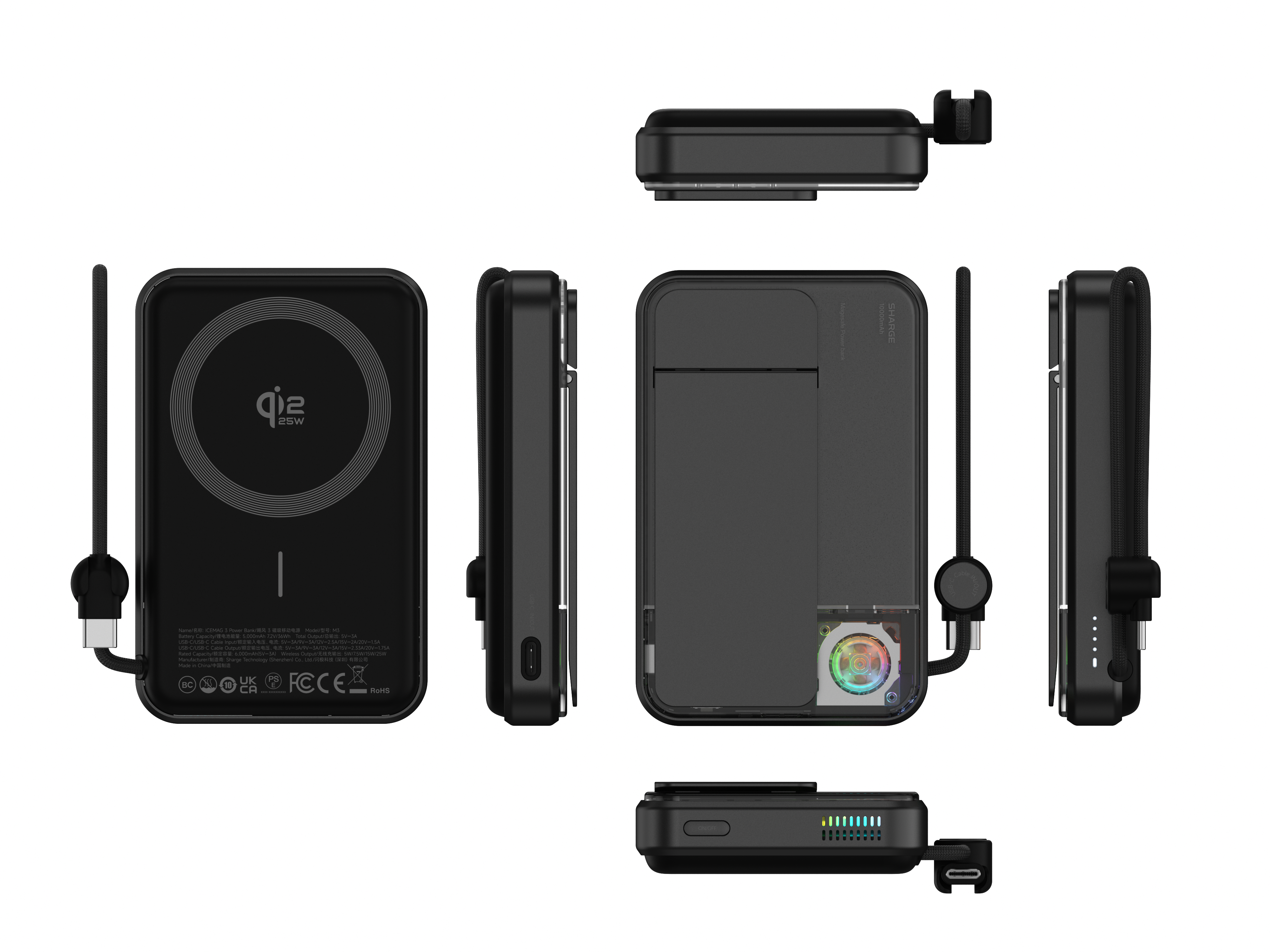 SHARGE ICEMAG 3 內建 10,000 RPM 高速風扇,有效散熱確保穩定充電性能。