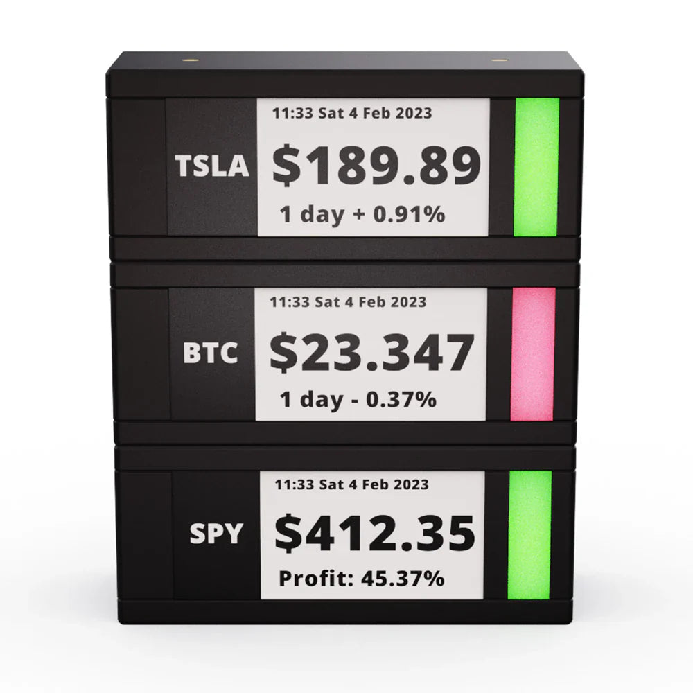 【Tickrmeter】 E-Ink Stock Ticker|桌面股價顯示器|實時追蹤股票、加密貨幣