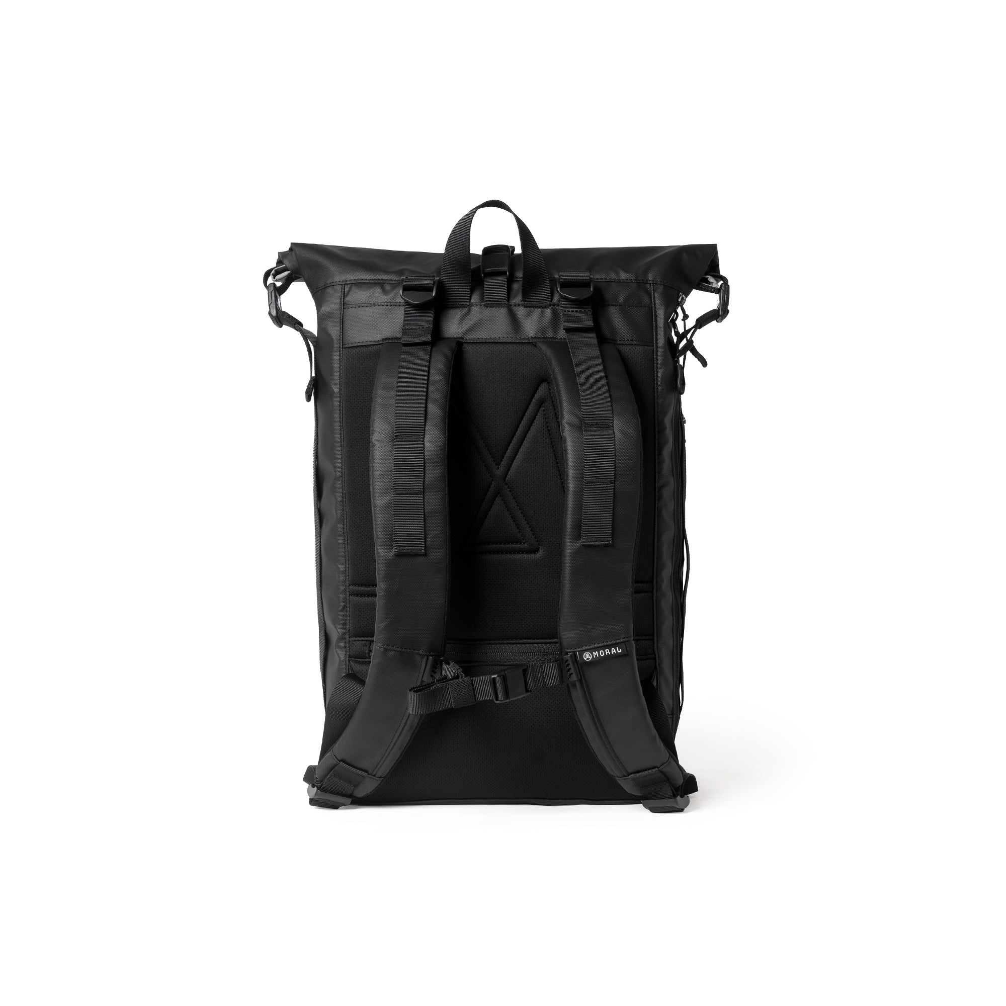 Moral NIGHTHAWKS MILITARY II 軍用風背包,背面展示加厚透氣背墊與可調式背帶設計。附有胸扣與多點連接,提升背負舒適度與穩定性。