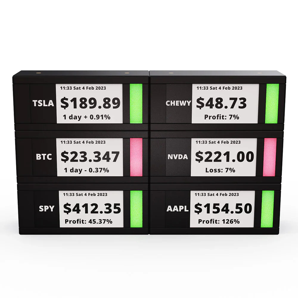 【Tickrmeter】 E-Ink Stock Ticker|桌面股價顯示器|實時追蹤股票、加密貨幣