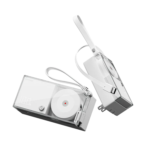 3C安全認證【Sharge】Retractable 3合1行動電源|10000mAh 30W GaN快充|內建伸縮USB-C線|透明設計
