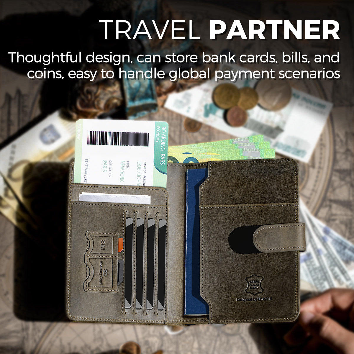 LORZOR Leather Passport Holder Travel Wallet 真皮護照套旅行銀包