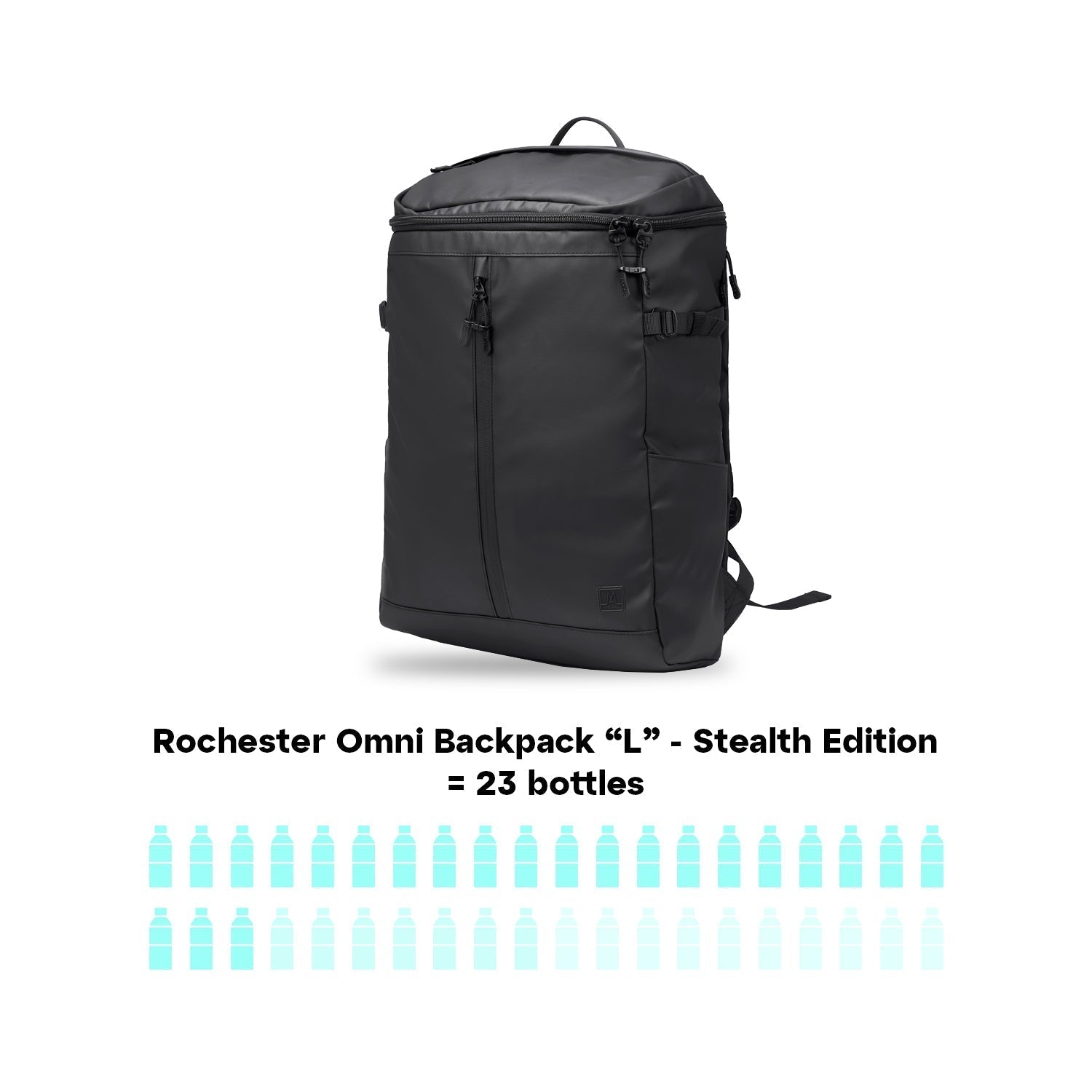 Moral Rochester Omni 雙肩背包使用 23 個回收寶特瓶製成,展現環保材質與極簡設計,兼具實用與可持續性。