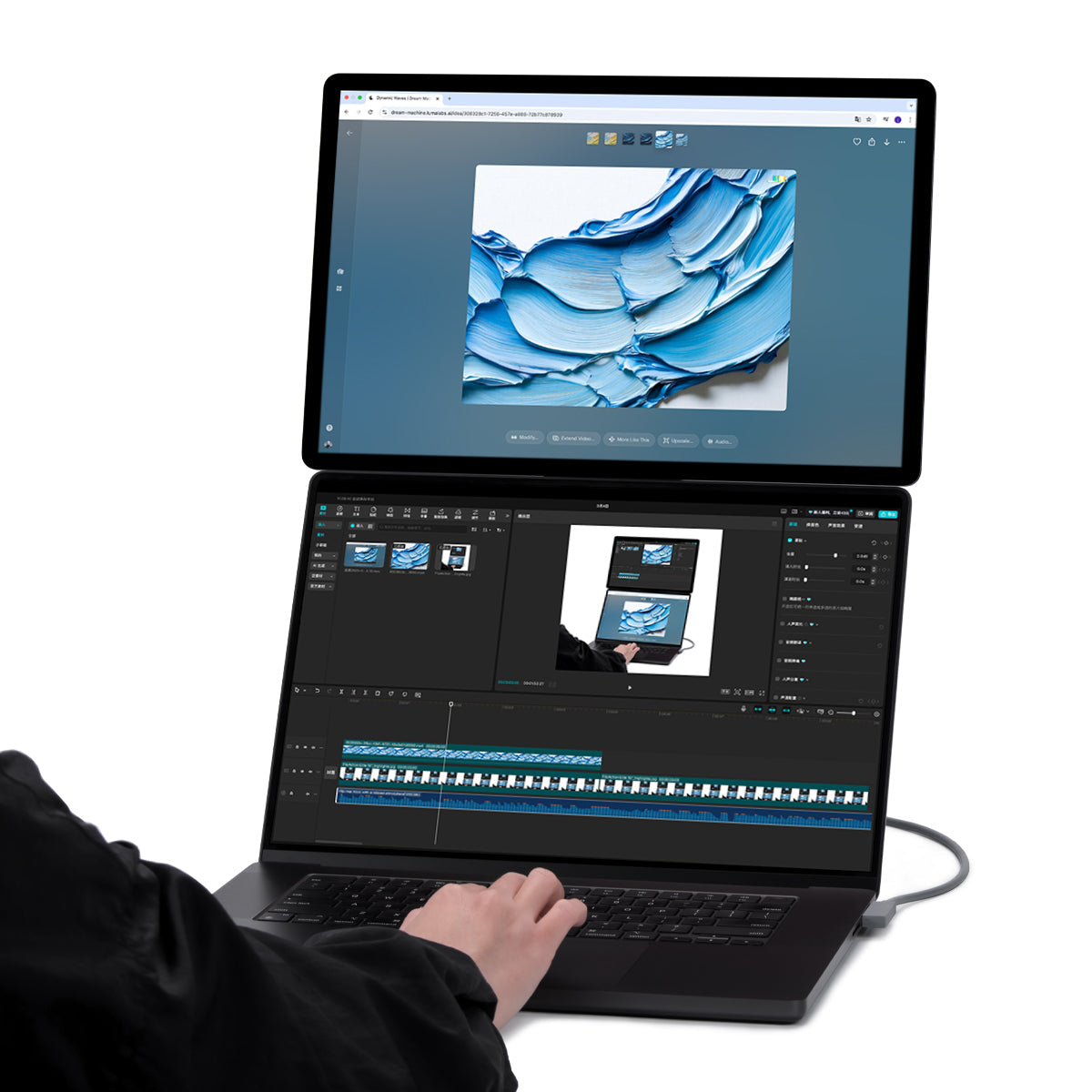 FlipAction Elite 16” 配備 Type-C 和 Mini HDMI 接口,兼容筆記本、遊戲主機與手機
