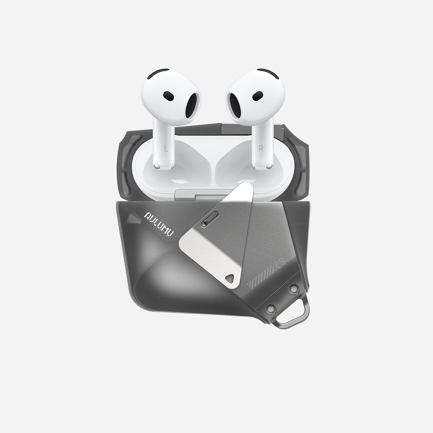 A29 幾何造型 AirPods 4 殼,黑色、灰色、半透明灰及半透明白多色可選