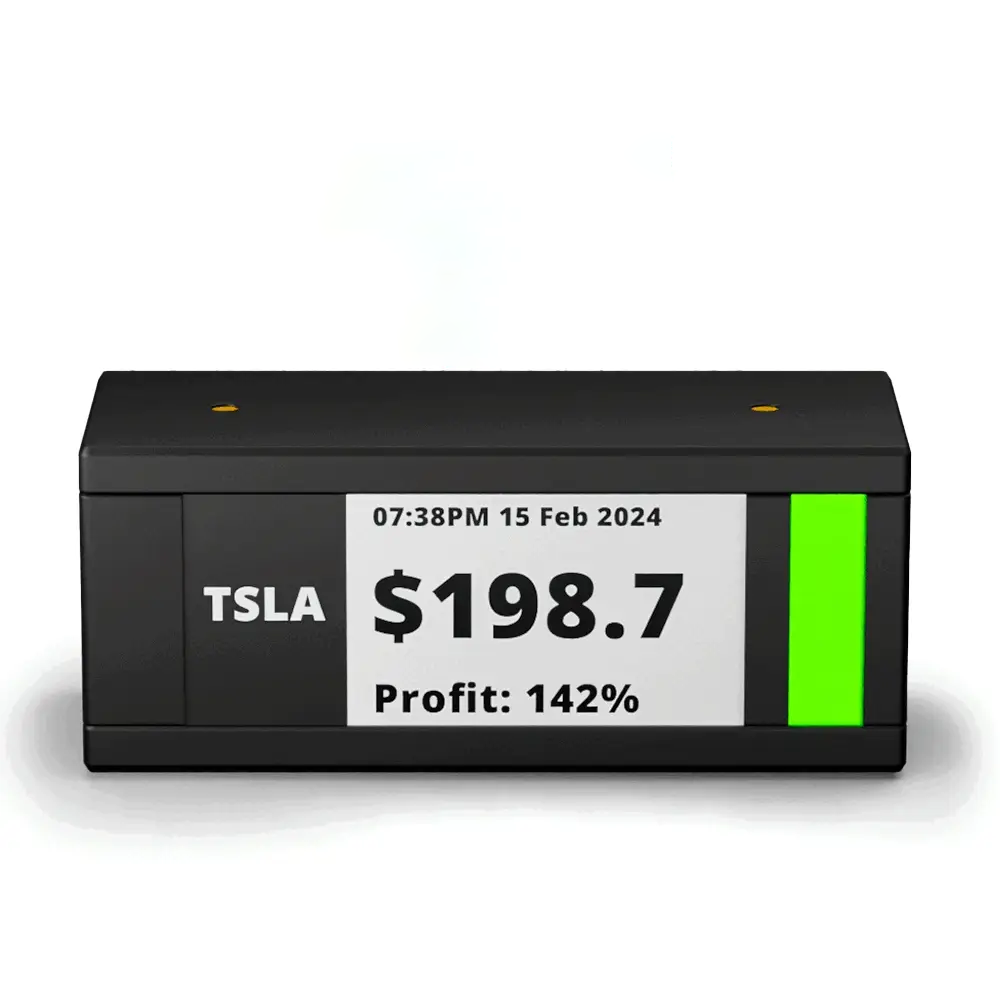 TICKRMETER E-Ink Stock Ticker｜桌面股價顯示器｜實時追蹤股票、加密貨幣