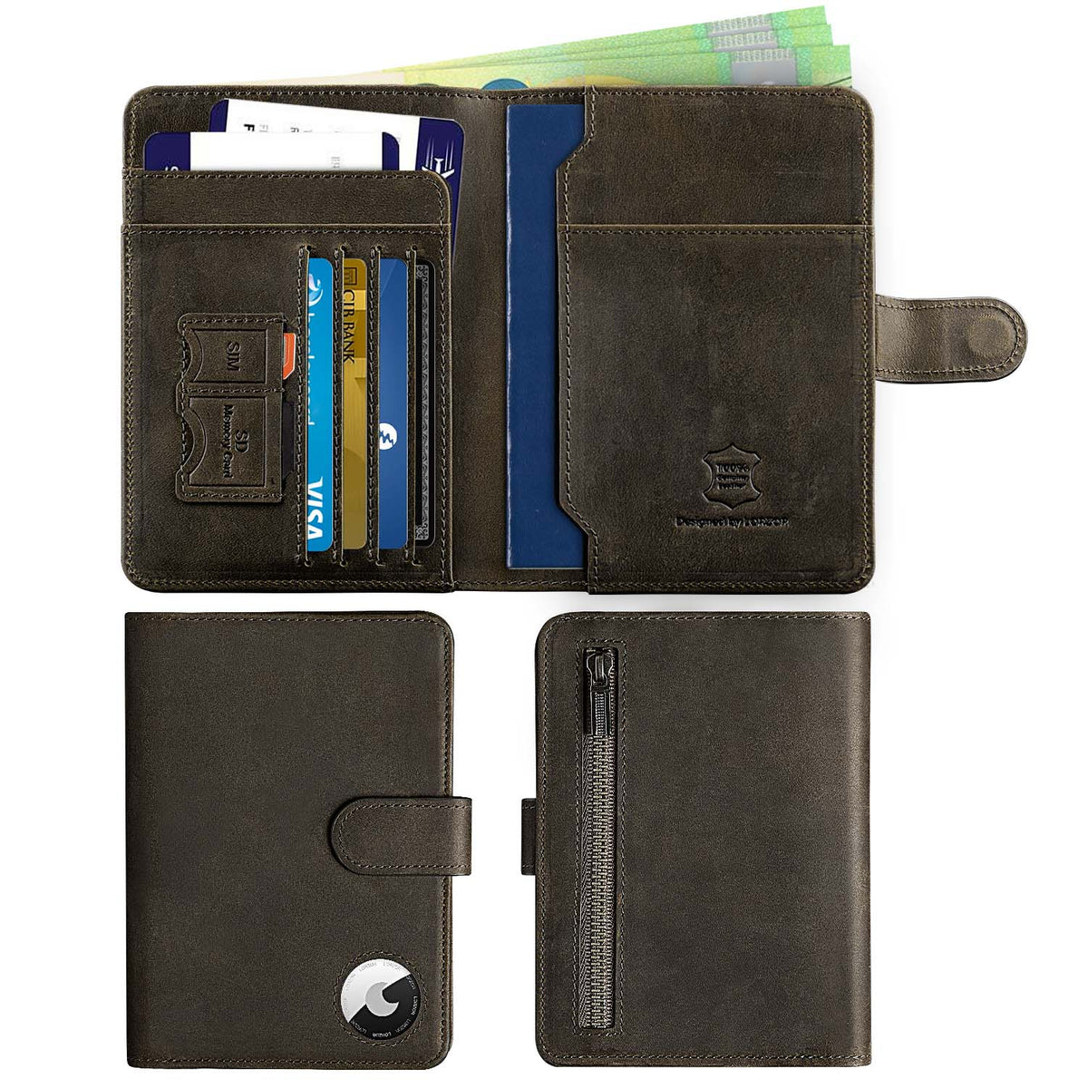 LORZOR Leather Passport Holder Travel Wallet 真皮護照套旅行銀包