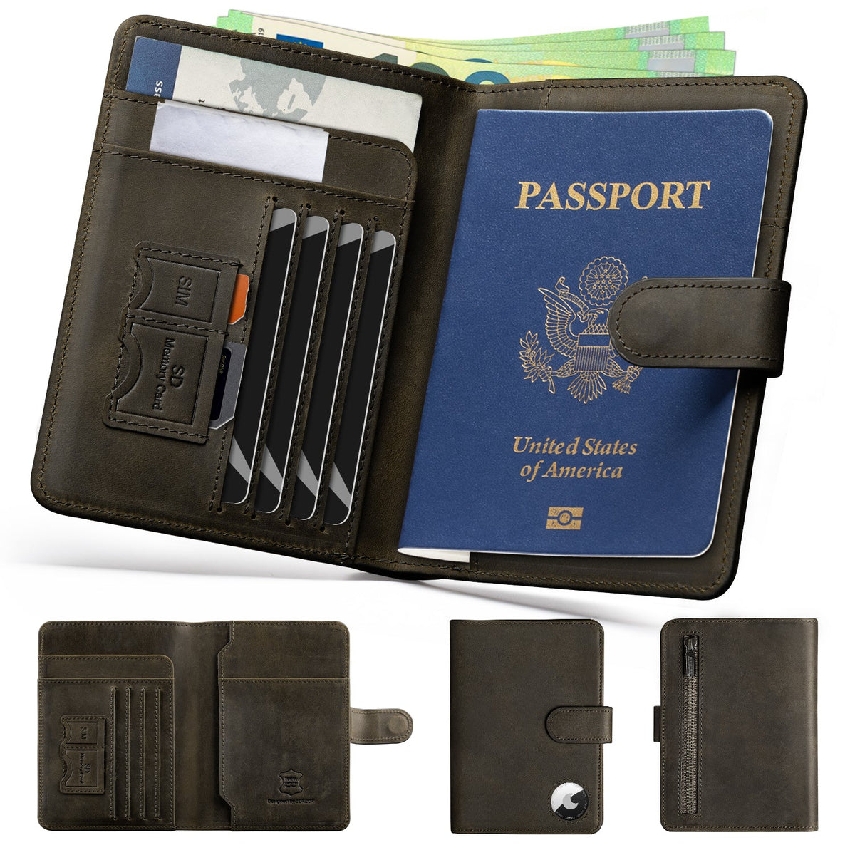 LORZOR Leather Passport Holder Travel Wallet 真皮護照套旅行銀包
