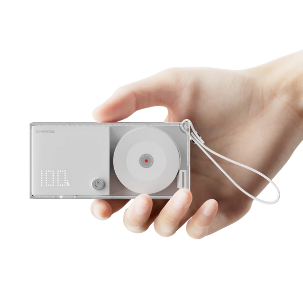 3C安全認證【Sharge】Retractable 3合1行動電源｜10000mAh 30W GaN快充｜內建伸縮USB-C線｜透明設計