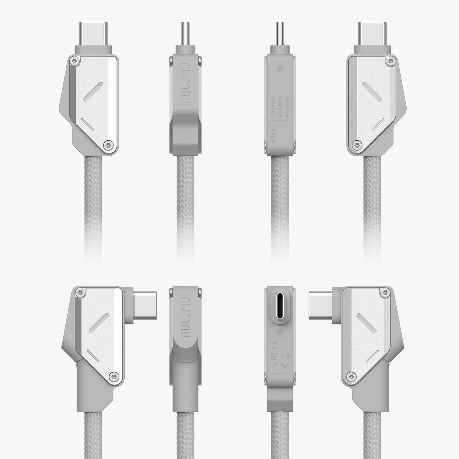 AULUMU M07 系列線材，內置智慧 LED 指示燈顯示充電狀態。