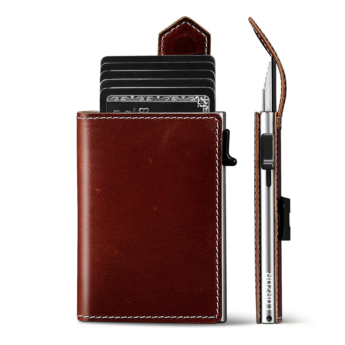 LORZOR Mens Leather Wallet GM4 真皮彈卡銀包