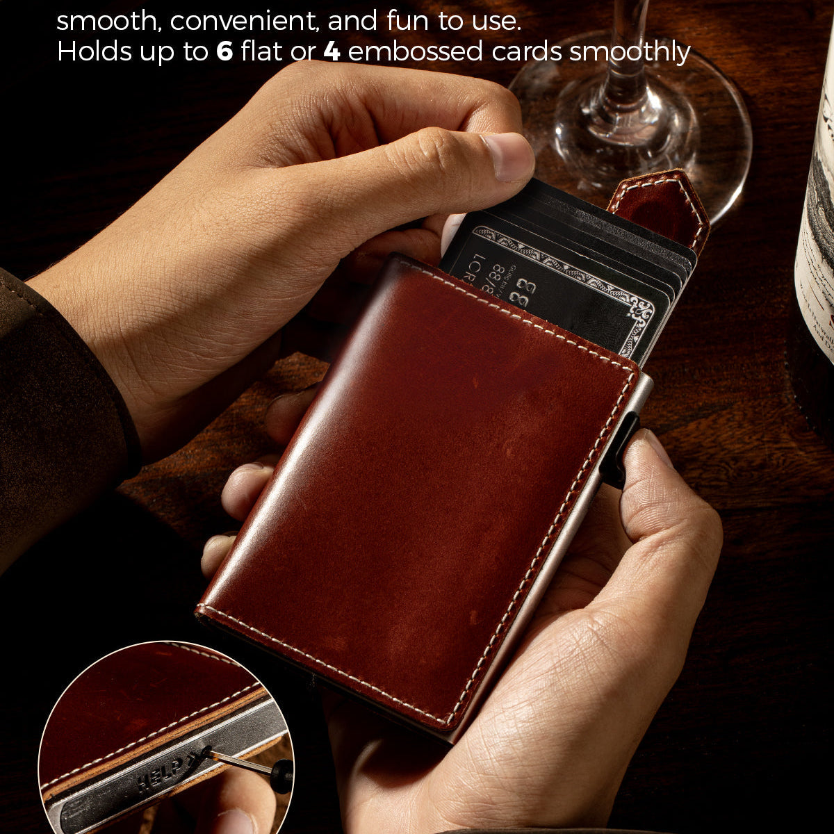 LORZOR Mens Leather Wallet GM4 真皮彈卡銀包