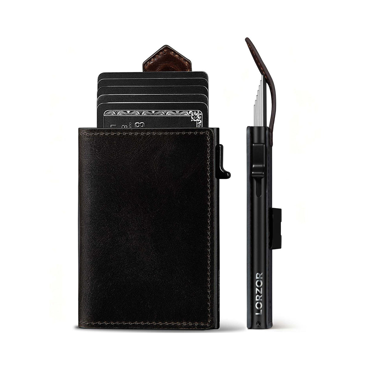 LORZOR Mens Leather Wallet GM4 真皮彈卡銀包