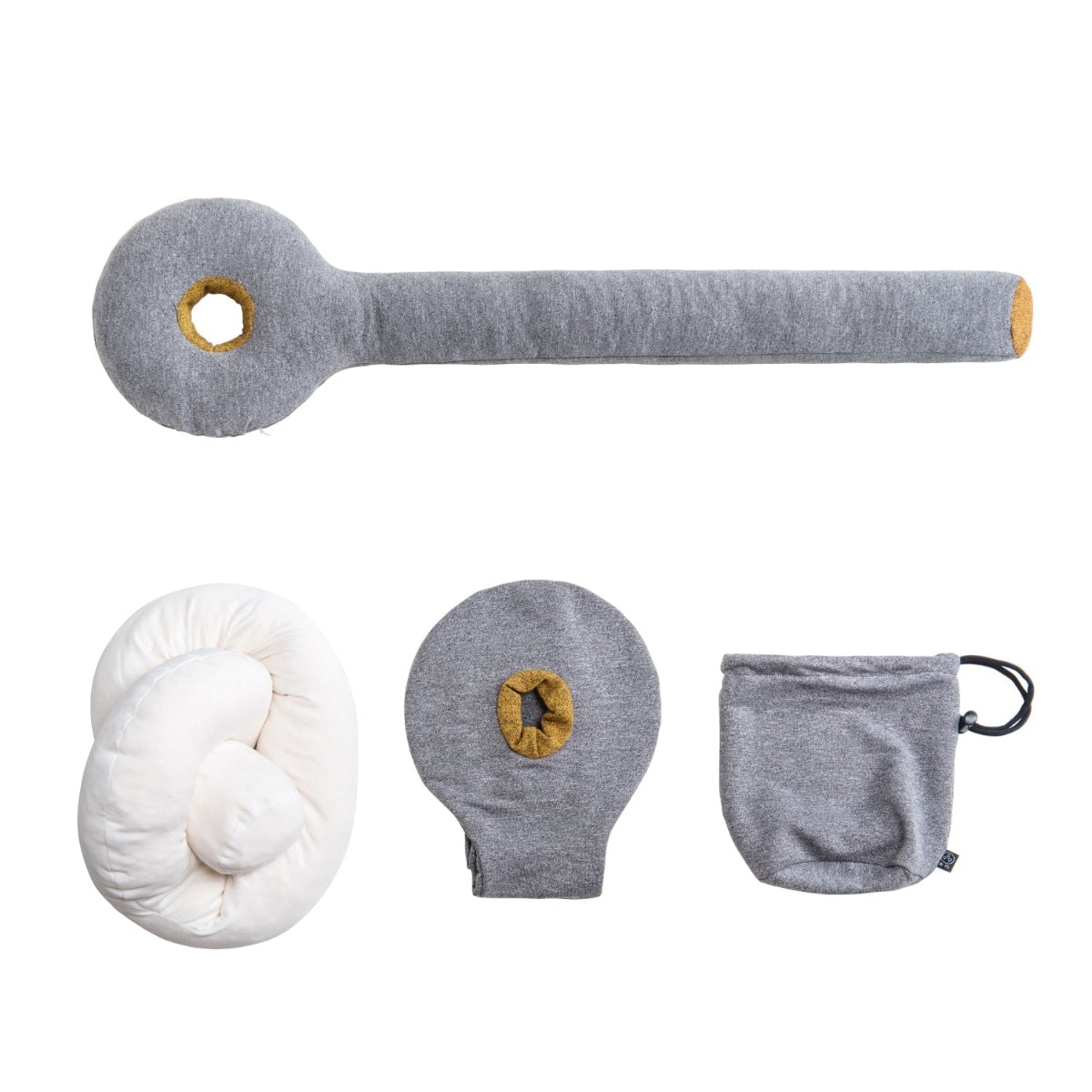 Lollipop 頸枕內部填充高密度天然乳膠，外層為透氣棉麻混紡材質