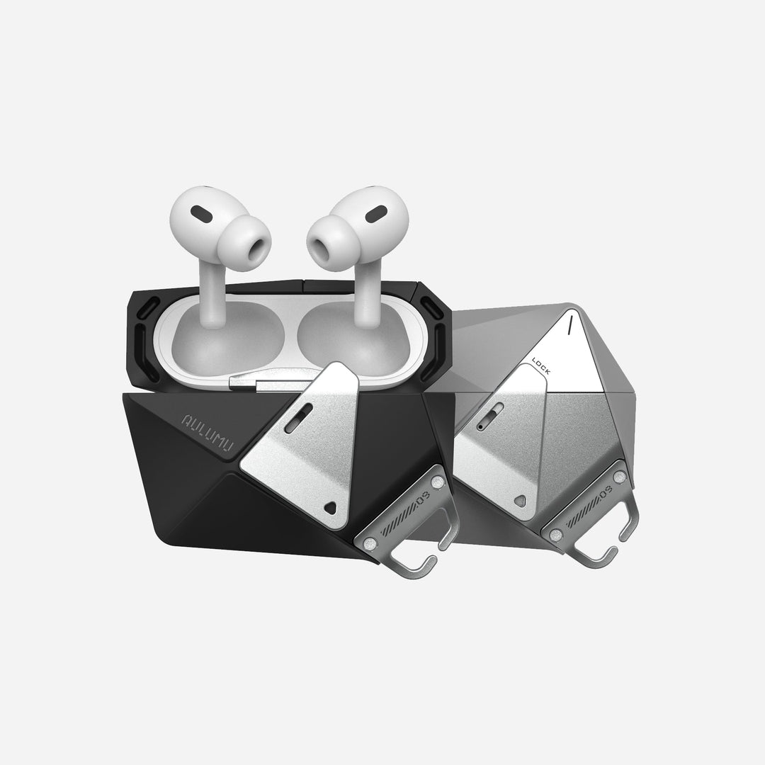 AULUMU Geometric Case 幾何保護殼雙鎖 AirPods Pro  A09 黑色