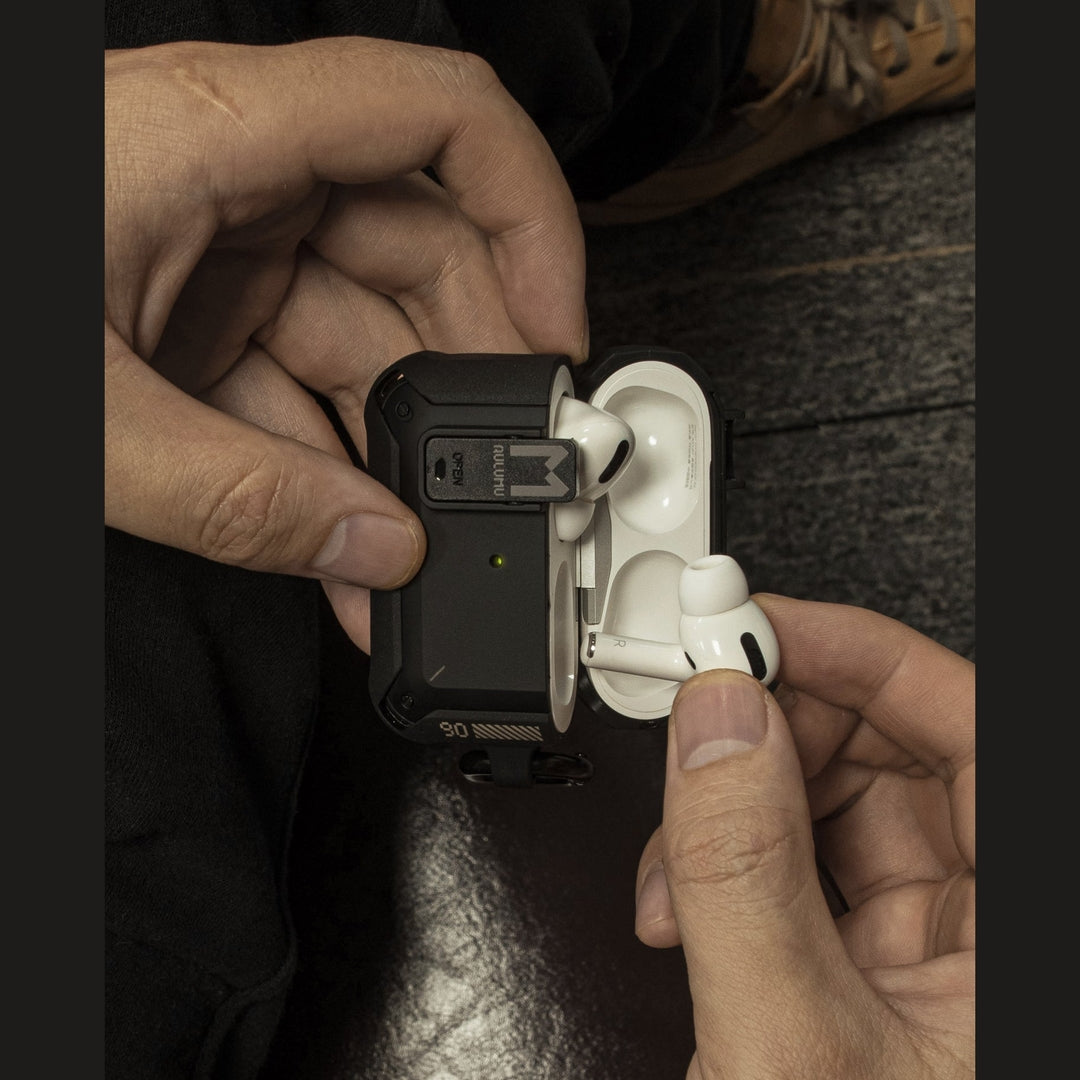 【Aulumu】 A19 AirPods Pro 保護殼｜附鎖扣與鑰匙扣｜防摔防刮耳機收納殼
